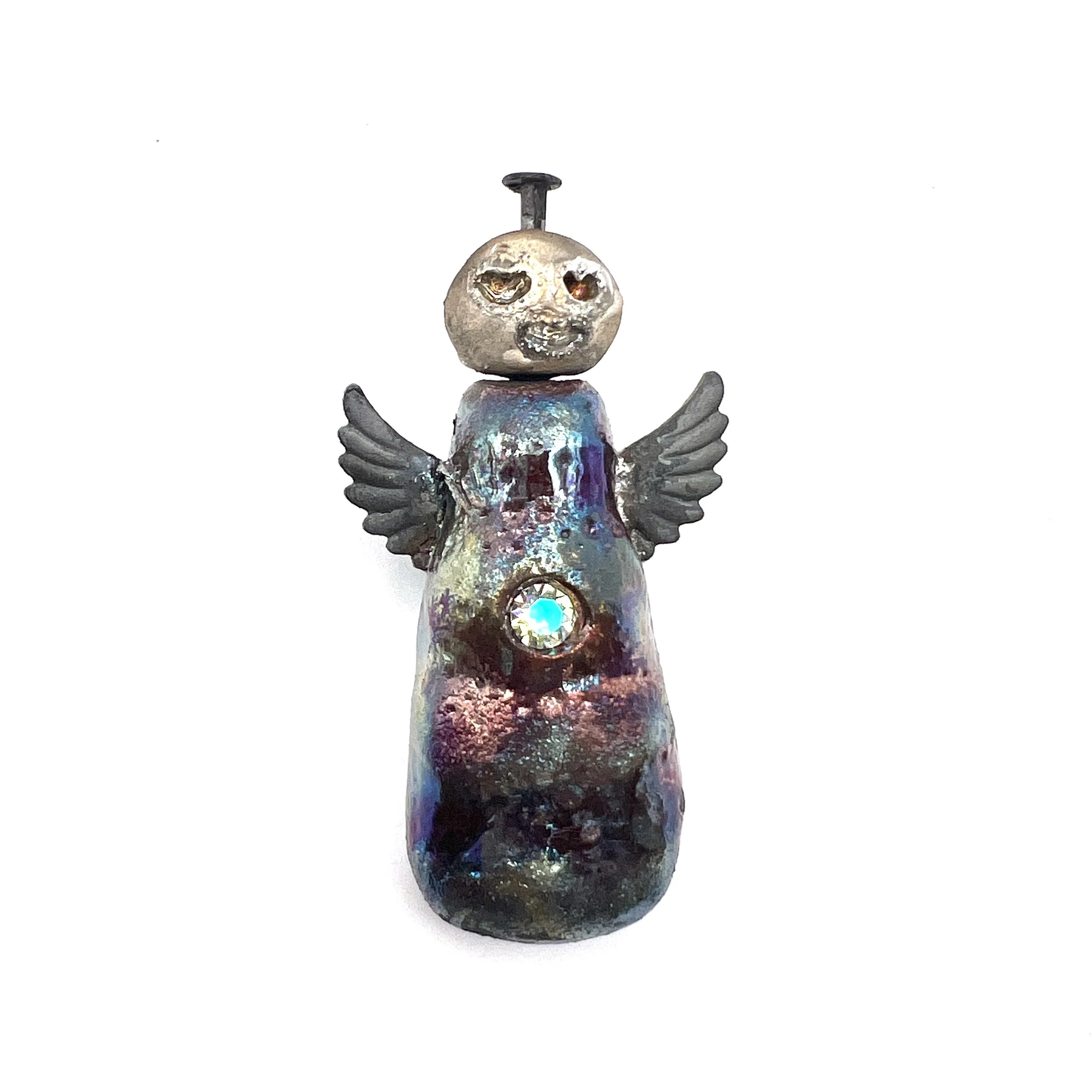 Raku Angel Pendant Ceramic Jewelry Supply Handmade by MAKUstudio